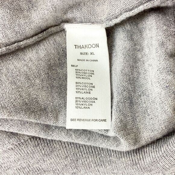 THAKOON Size XL NWT V-neck Sweater LH Light Heather Gray Lightweight Pullover - Picture 8 of 10